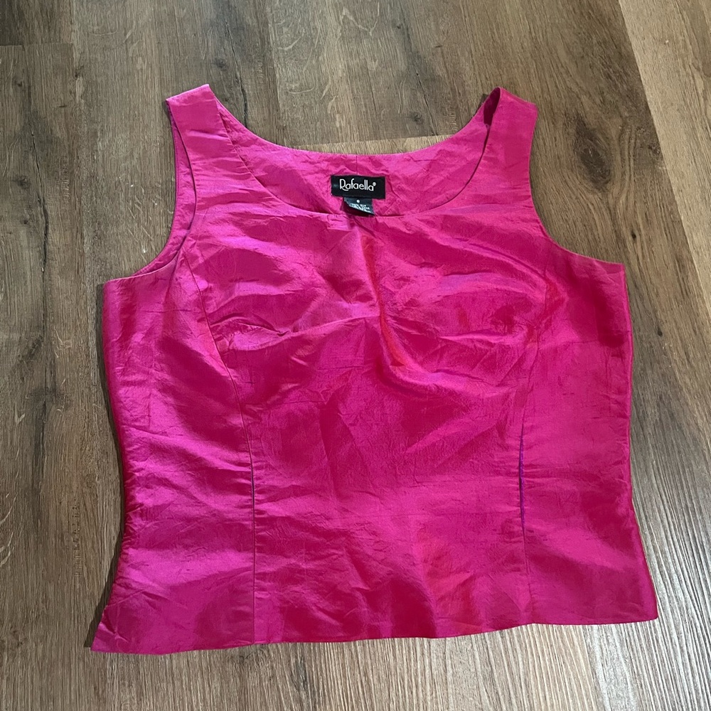 Rafaella Pink Fitted Bustier Tank Top 100-% Silk